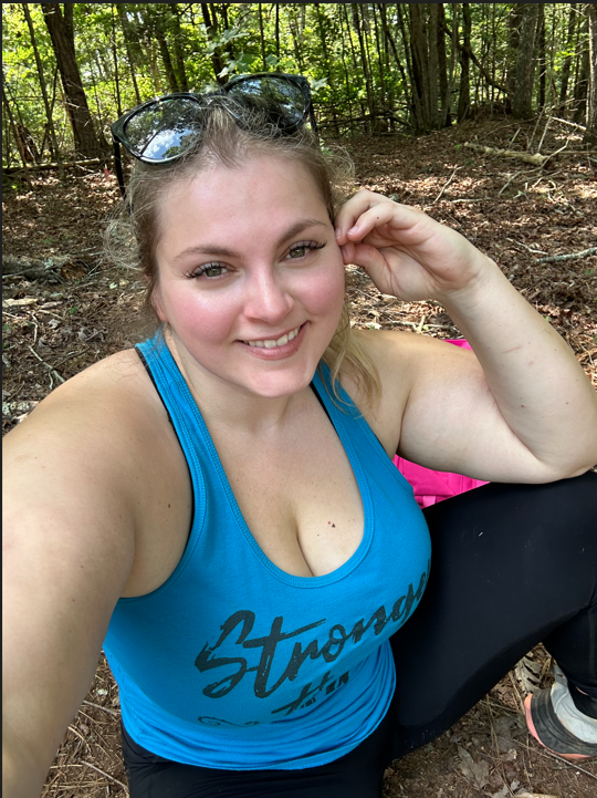 Bree hiking on the land